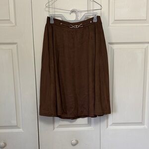 Classic Brown A-Line Skirt with Decorative Waist Detail